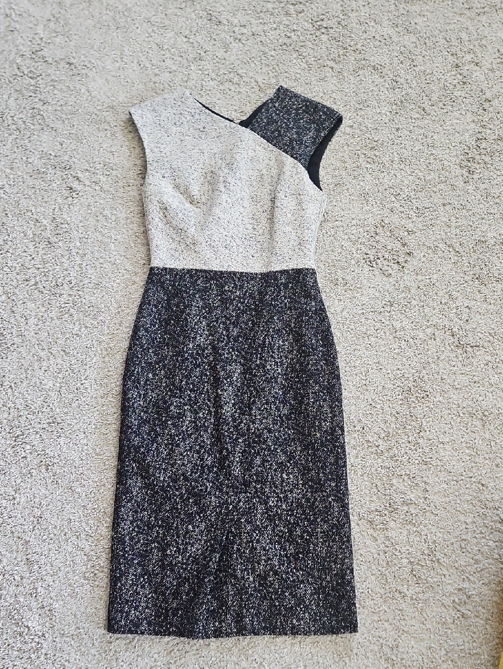 Hugo Boss Two-Tone Tweed Sheath Dress - Black & White